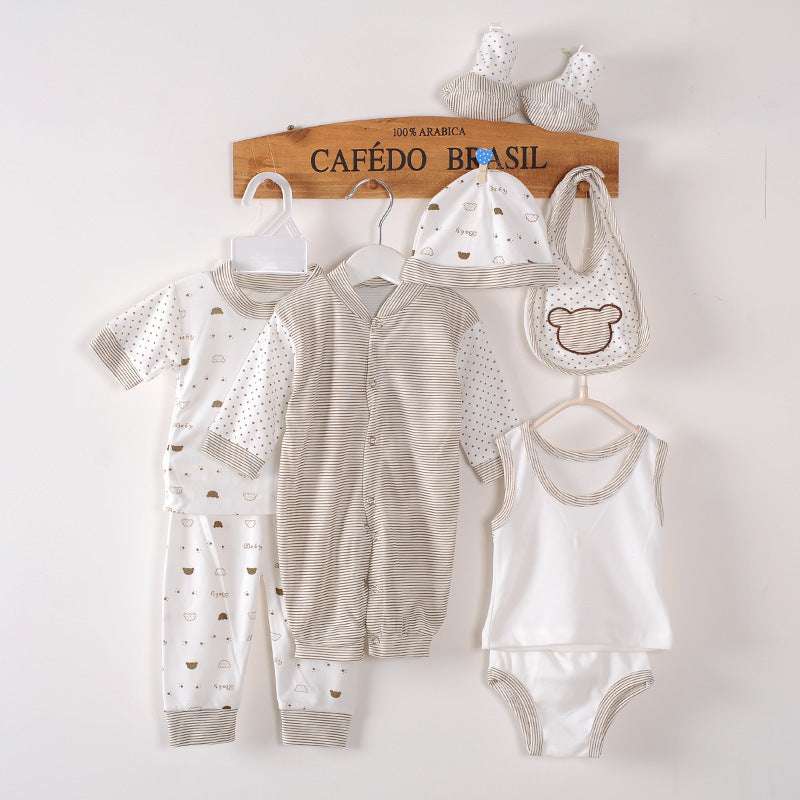 Ensemble 8 pièces en coton pour nouveau-né, confortable et adapté aux bébés jusqu'à 1 an. Parfait pour les petits!