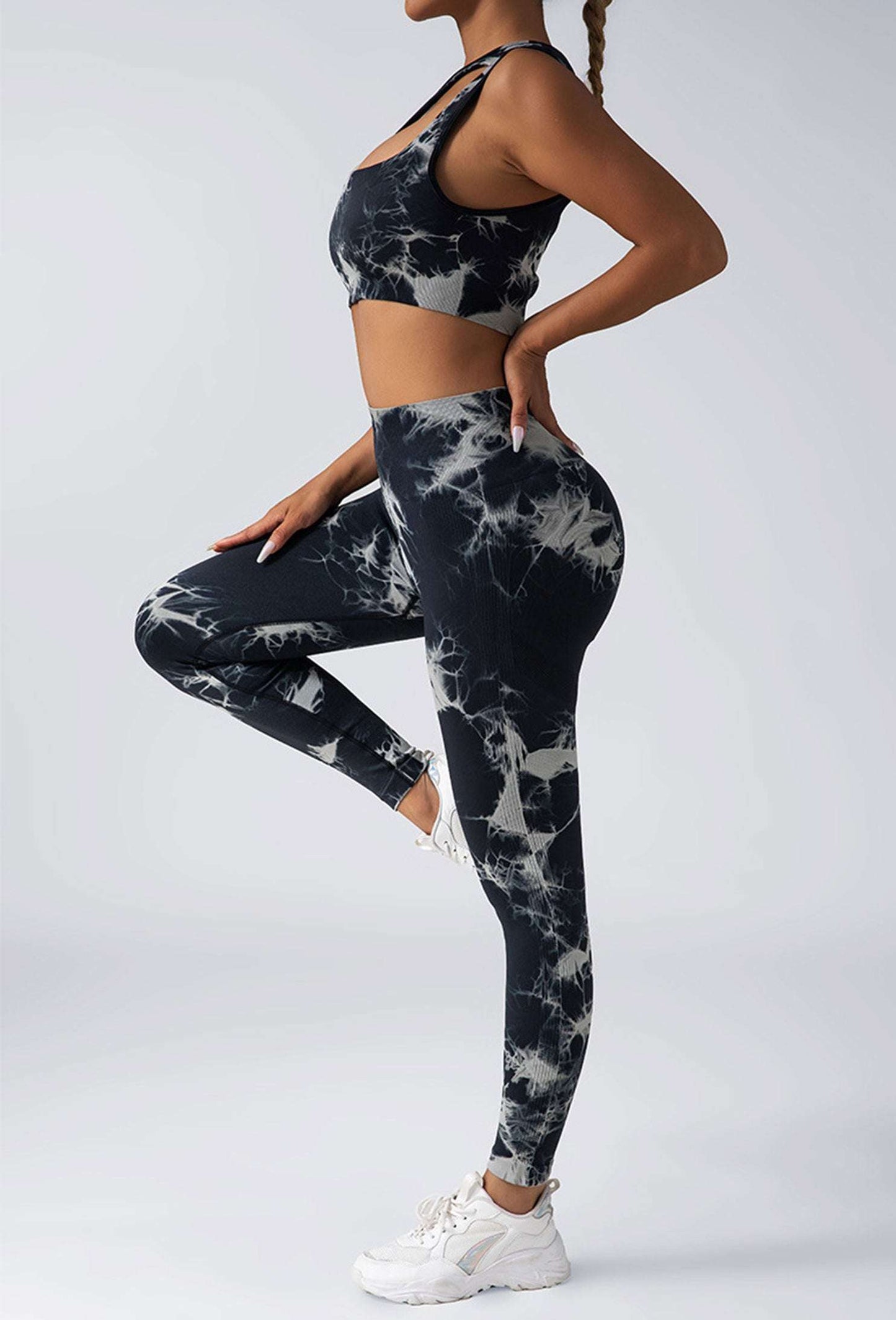 Legging de yoga à taille haute motif tie-dye