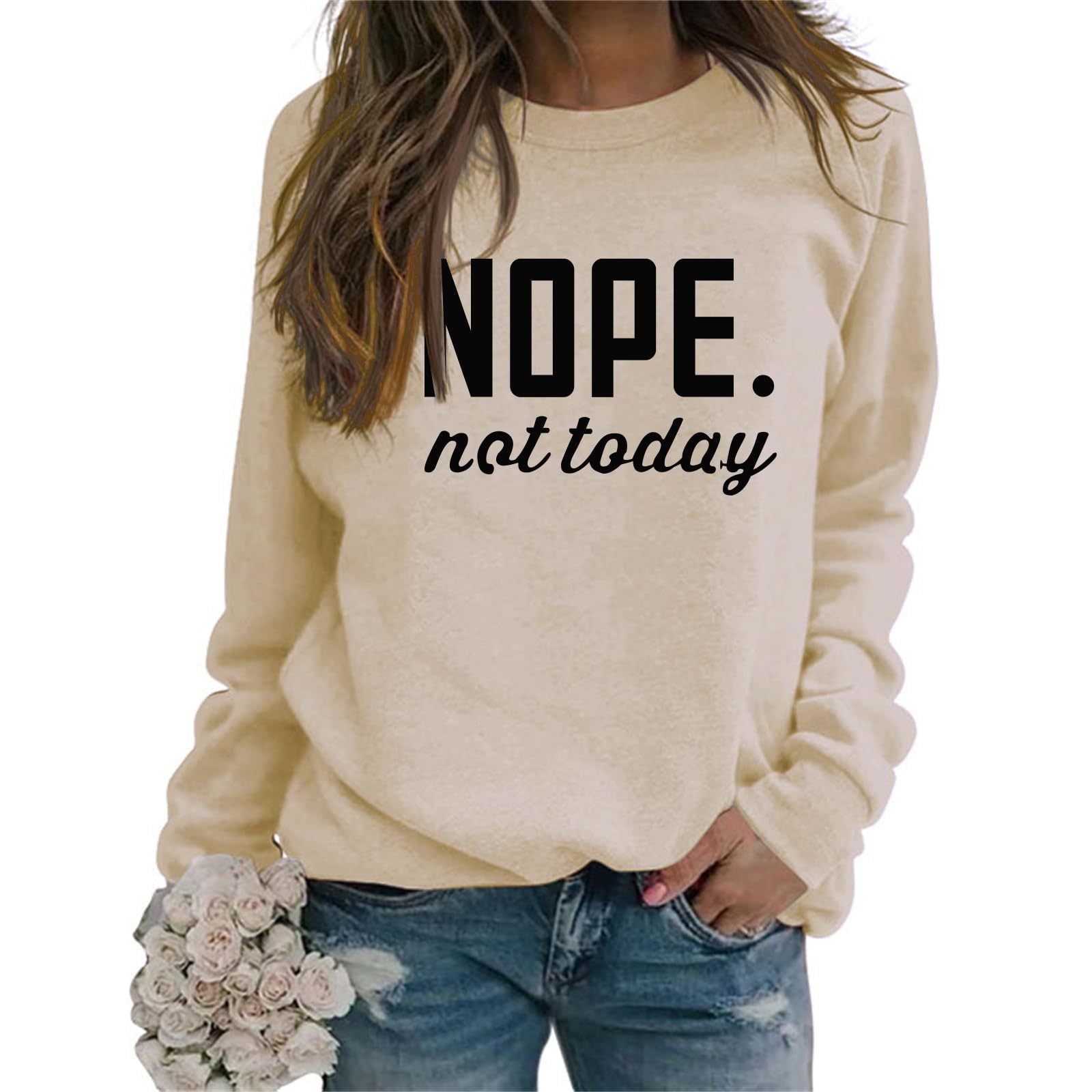 ALAPUSA Nope Not Today Shirt Women| Women's Cute Long Sleeve Shirt | Classic Graphic Sweatshirt - Boutique en ligne à rabais