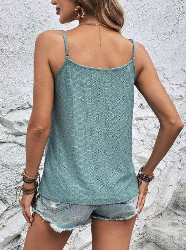 Camisole en dentelle contrastée pour femmes, élégante et confortable, parfaite pour toutes occasions.