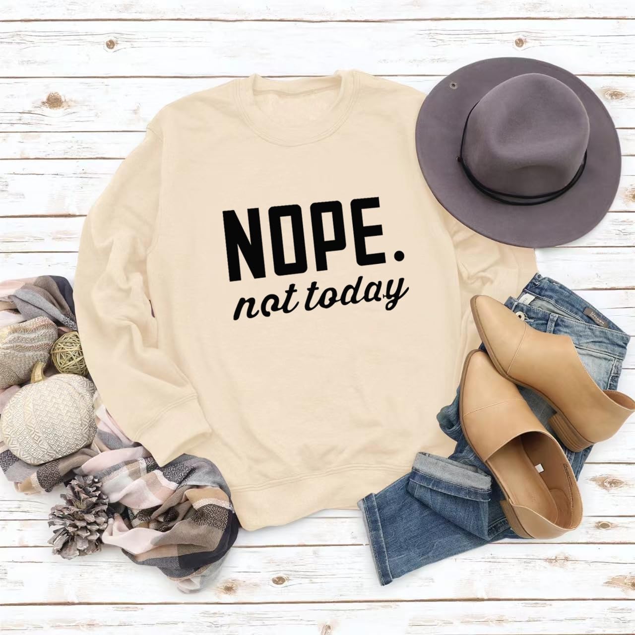 ALAPUSA Nope Not Today Shirt Women| Women's Cute Long Sleeve Shirt | Classic Graphic Sweatshirt - Boutique en ligne à rabais